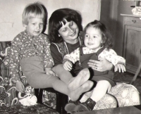 Ivanka Holubová and her children Jan and Martina, 1980