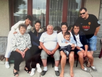 The whole family with grandchildren, daughter Lenka, son-in-law Oldřich and great-grandson František, Chrast 2013