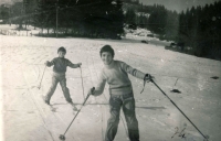 Petar Erak skiing near Sarajevo with his brother Dragan in 1974