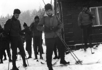 Jan Dvořák skiing in Luž during his military service