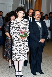Wedding with his second wife Naďa, 1990