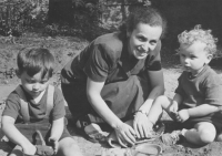 With his mother and younger brother, 1952 