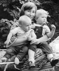 With daughter Šárka and son Matouš, 1975