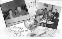 Růžena Teschinská na fotoupomínce na devátou třídu základní školy. Na snímku vlevo je první zleva