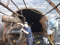 Martin Muck, 2017, dobývání do stěny pod zámkem Jezeří, lom ČSA