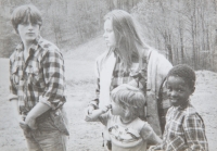 Children with one of the ladies who took them on trips and weekends