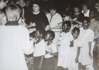 Children attending the mass in church in Považská Bystrica