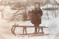 Hana as a child in winter