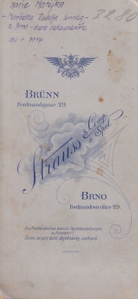 Zadní strana fotografie Marie Matějky