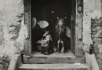 Tobiáš Jirous with his mom at a theatre performance. Elbančice, 1975
