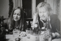 Tobiáš's mother, Věra Jirousová, and Václav Havel at Hrádeček. 1977