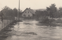 A flood in Velké Poříčí, house no. 10, 1950