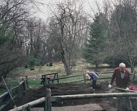Rodiče pracují na zahradě v Pomoně, 2000