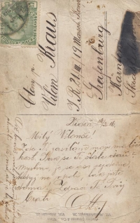 Revers otce pamětníka, psáno pro bratra Viléma do Vídně, korespondenční lístek, 1916