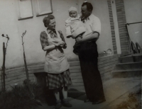 Karel Mikolín with wife and son
