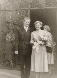 Lucie and Radislav Janota, wedding photo, 1956