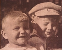 With his brother in 1945
