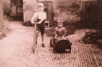 With his brother in 1946