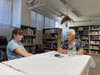 Při natáčení rozhovoru s Jaroslavou Mathesovou v rámci projektu Příběhy našich sousedů