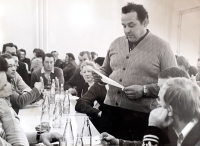 Speech by Josef Jonáš at the annual meeting of the Socialist Labour Brigade, 1980s

