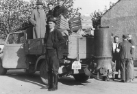 Hromadný odchod Němců z Litoměřic po válce (foto Karel Šanda)