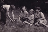 Miluše Řezaninová with parents Vlasta and Richard and brother Vlastimil, 1950s