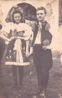 Father Richard Janků in folk costume, 1940s