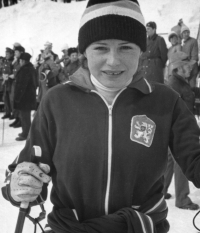 Gabriela Soukalová - Svobodová na mistrovství světa v klasickém lyžování ve švédském Falunu v roce 1974. Tehdy závodila pod dívčím příjmením Sekajová