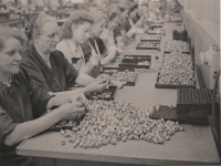 Záběr z neznámé haly muniční továrny MWH Holleischen, montáž tzv. kopfstucků