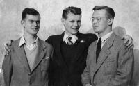 Secondary grammar school students Adolf Born, Alois Macas and Oldřich Jelínek, 1947