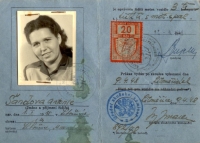 Řidičský průkaz pamětnice z roku 1948