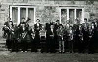 Emil Stebel (first row on the far left) with the Hrádek brass band, around the year 2000