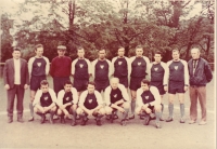 The old guard of Baník Ostrava in 1974, František Valošek is the first from the bottom left