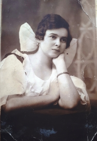 Marie Martinovská in folk costume, first wife of Josef Martinovský, Český Malín