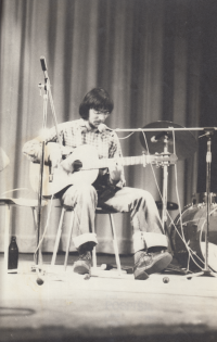 Pepa Nos at the concert in the culture house, Veselí nad Moravou, 1980s