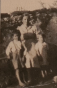 Mother, brother Jan and Marie Sýkorová on the right, year 1939