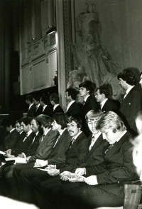 Dalibor Dědek at the graduation ceremony at the Czech Technical University, the picture is from 1983