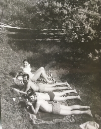 Dlaska's farm, summer 1973, with friends