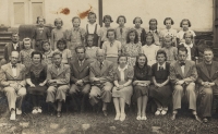 Municipal school I. B in Klášterec nad Orlicí, Bozena in the middle row, second from the right, 1941
