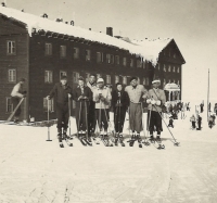 Recreation in the Krkonoše Mountains, Bozena second from the left, 1949
