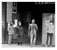 Zakázané 11. pražské jazzové dny 9. –12. dubna 1982, před palácem Lucerna v Praze, zleva Ivan Prokop a Joska Skalník