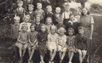 First grade in Kájov, 1954
