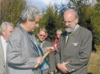 The opening of an educational trail in Svatý Tomáš with the Minister of Culture Pavel Dostál, 2001