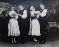 First from the left, dancing couples of the Krakonoš ensemble, Vrchlabí, 1956
