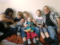 Darina Martinovská with husband and grandchildren, 65th birthday