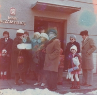 Golden wedding of Hedvika and Bedrich Gazda's parents, 1970s