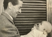 Agathe and her dad in Portugal. November 1962