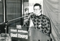 Hynek Krátký at a conference in Germany, 1991
