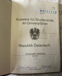 Studentský průkaz pamětnice