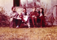 Zlatica Dobošová (far right) with her first husband K. Stretti (in uniform) - 1968